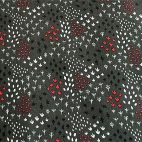 Animal Tracks Fabric Field Carbon Emma Mila Hudson Collection Black Red Gray 3yd - Picture 1 of 4
